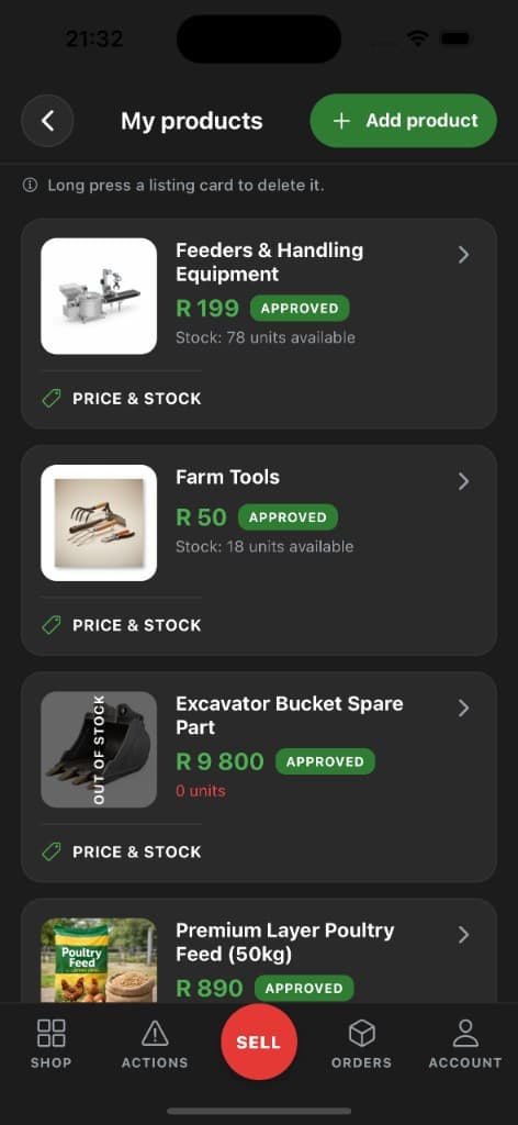 Rubyfields app — My products