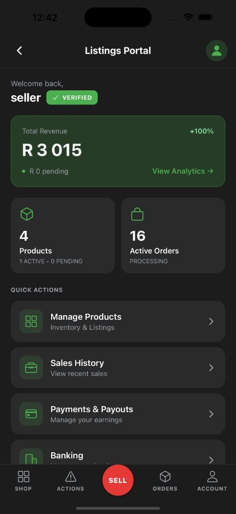 Rubyfields app — Seller hub
